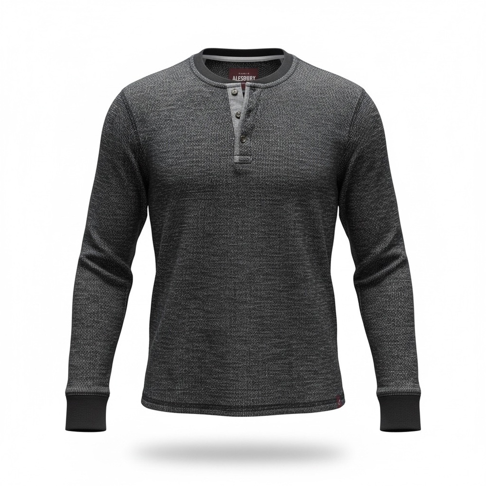 Alesbury Men's Charcoal Henley Long Sleeve Shirt